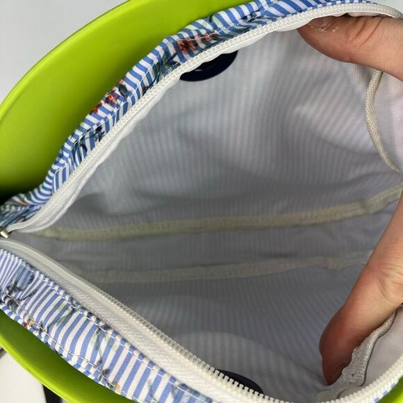 OBag Moon Bag Avocado Green Blue Floral Removable Insert Black Crossbody Strap - Picture 11 of 16